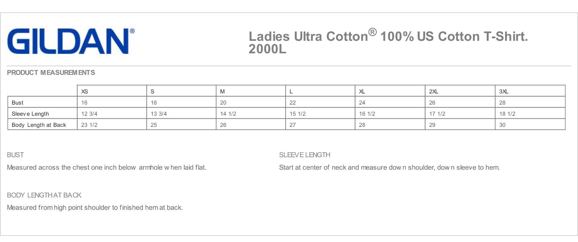 Sizing Chart