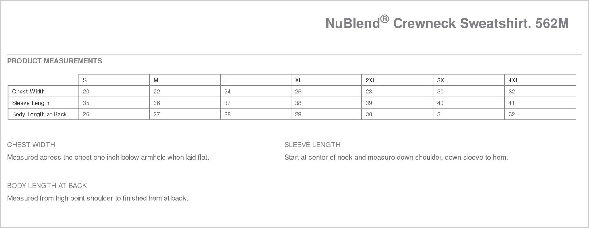 Sizing Chart