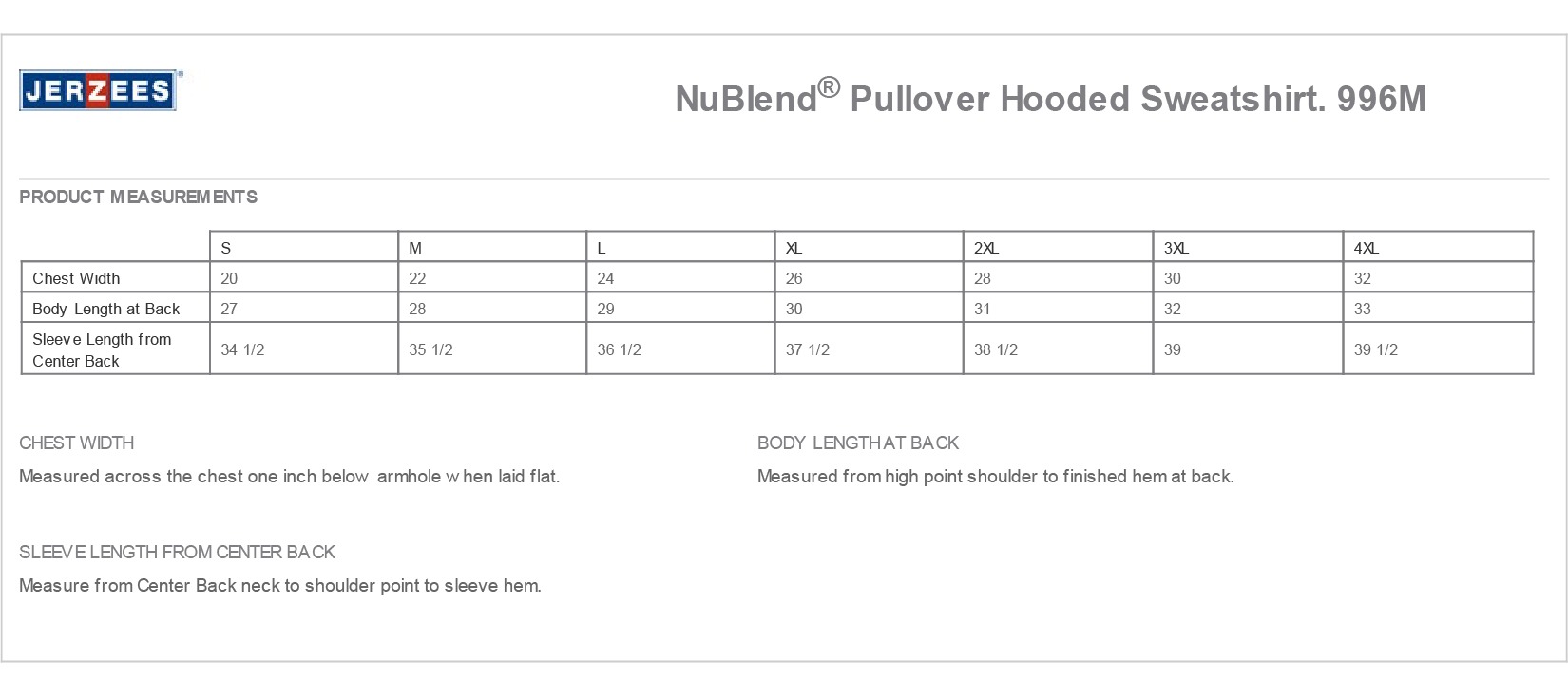 Sizing Chart