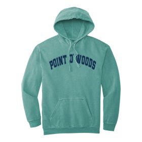 Block Letter Point-o-Woods Ring Spun Hooded Sweatshirt. 1567 DF/FF