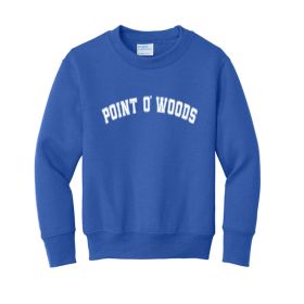 Block Letter Point o' Woods Youth Crewneck Sweatshirt. PC90Y