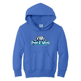 Blue Logo Point o' Woods Youth Pullover Hooded Sweatshirt. PC90YH DF/FF