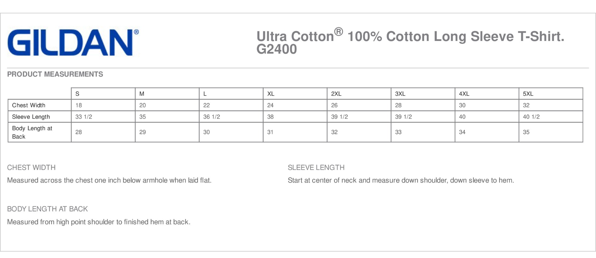 Sizing Chart