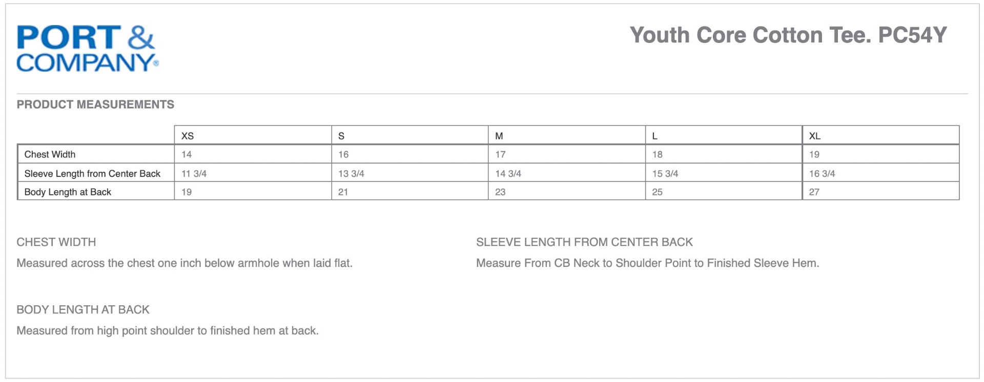 Sizing Chart